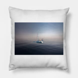 Sailboat On A Tranquil Sea Pillow