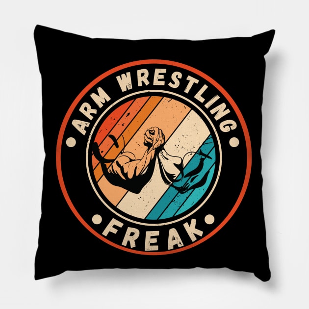 Arm Wrestling Retro Pillow by footballomatic