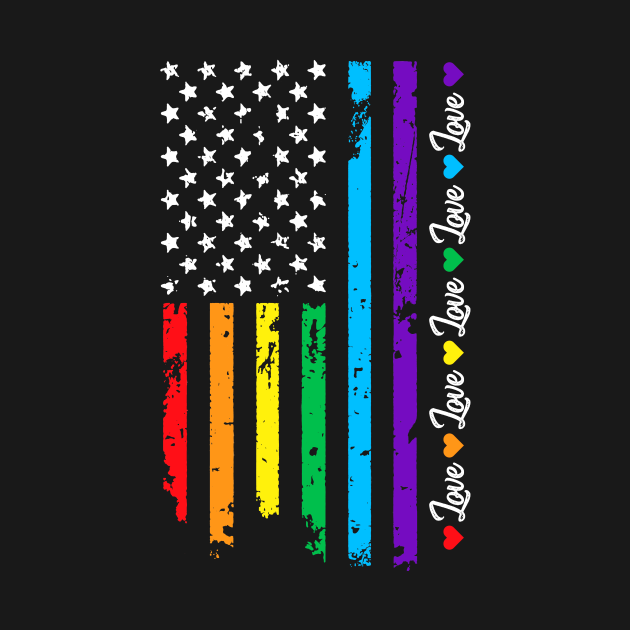 Disover Gay Pride Rainbow Love American Flag - Gay Pride Gift Idea - T-Shirt