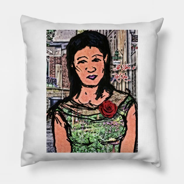 She Wore a Red Rose Pillow by ImpArtbyTorg