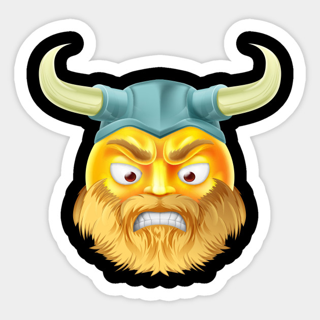 Fierce Viking Warrior Cartoon Emoji Emoticon With Horn Helmet Cartoon Vikings Viking Emoticon Emoji Sticker Teepublic