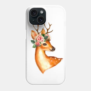 Deer with rose flowers Phone Case