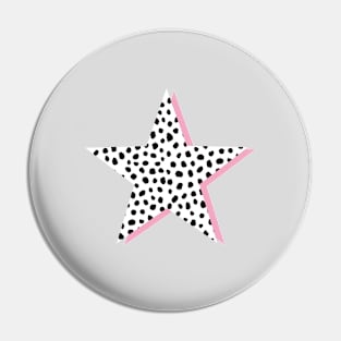 Dalmatian Print, Black and Pink Star Pin