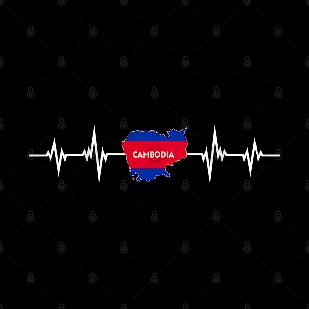 Heartbeat Map Design Cambodian Flag Cambodia by MGS