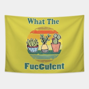 funny vintageplant with retro sun what the fucculent succulent & cactus lovers gift Tapestry