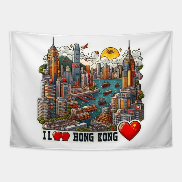 I Love Hong Kong Tapestry by BukovskyART