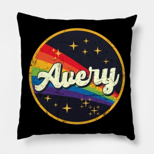 Avery // Rainbow In Space Vintage Grunge-Style Pillow