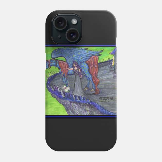 Girl and Hippogriff Phone Case by pegacorna