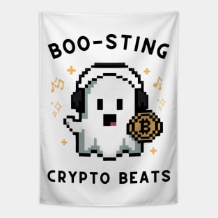 Crypto Ghost - 8-Bit Music Halloween Design Tapestry