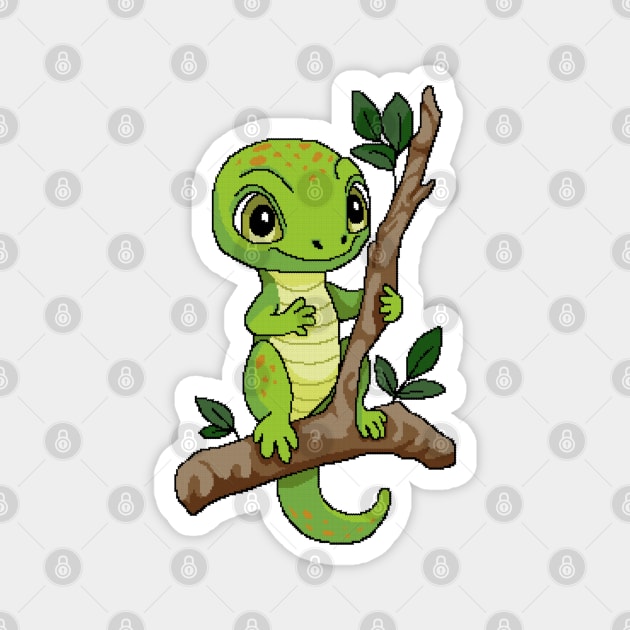 Cute little green lizard with orange spots Magnet by ZingyStitches