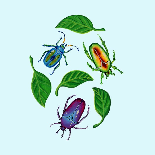 Big Beetles in Gouache by paintedpansy