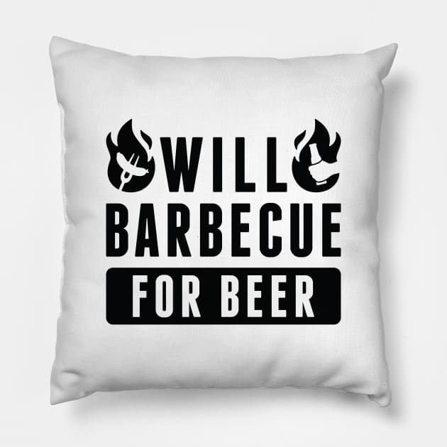 Will Barbecue For Beer Pillow by Cherrific