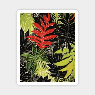 Tropical Jungle Leaves Boho Colorful Magnet