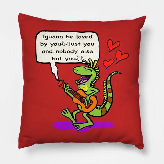 Iguana valentines serenade ❤️ Pillow by wolfmanjaq