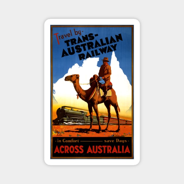 Vintage Travel Poster Trans Australian Railway across Australia Magnet by vintagetreasure