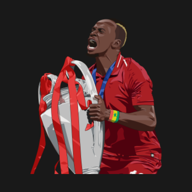 Sadio Mane on cartoon illustration - Sadio Mane - Hoodie | TeePublic