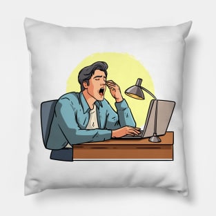 Man Tired Working Pillow