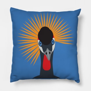 Grey Crowned Crane African Bird Portrait Pillow