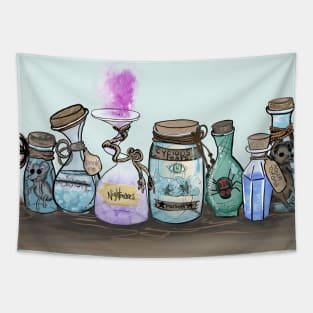 Witch's Magik Potion Shelf Tapestry