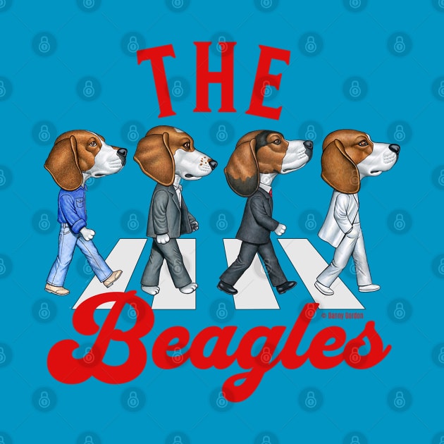 Cute retro street with Beagle Dogs on a famous street crossing The Beagles tee by Danny Gordon Art