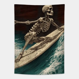 Surfing Skeleton Tapestry