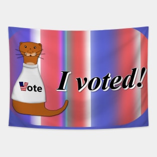 Oliver The Otter I Voted Sticker on Background Tapestry