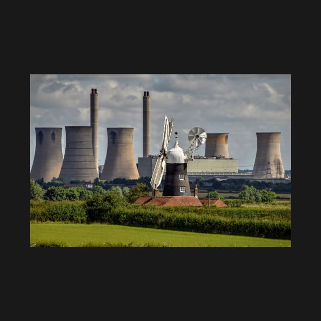 Leverton Windmill and West Burton Power Station by chrisdrabble