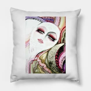 PASTEL  DOLLY GIRL IN THE MOON  GOLD  ART DECO POSTER DESIGN PRINT Pillow