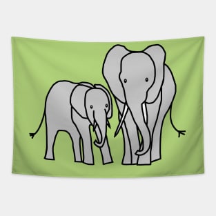 Little Elephant and Big Elephant Tapestry