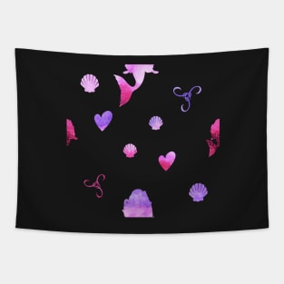 Mermaid Watercolor Pattern Tapestry