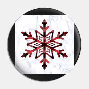 Wubtertune Snowflake Buffalo Red Checks on White Marble Look Graphic Design Christmas Pin