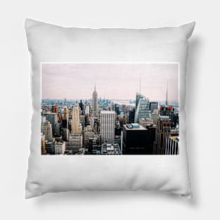 Aerial view at sunset of New York City Pillow