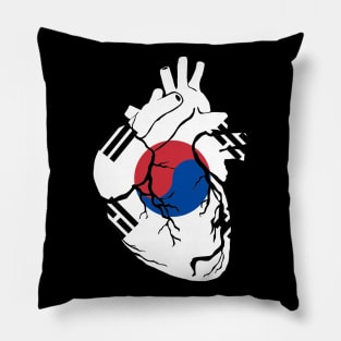 South Korea Flag, Anatomical Heart Design Pillow