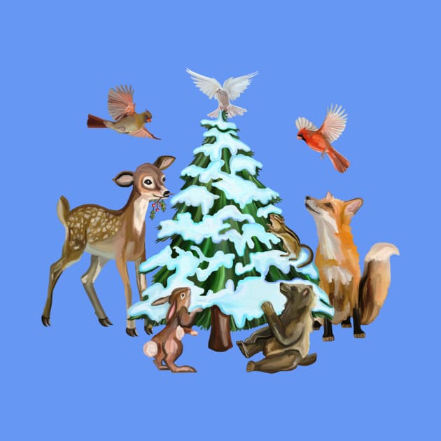 Christmas Woodland Animals of the Forest by Art by Deborah Camp