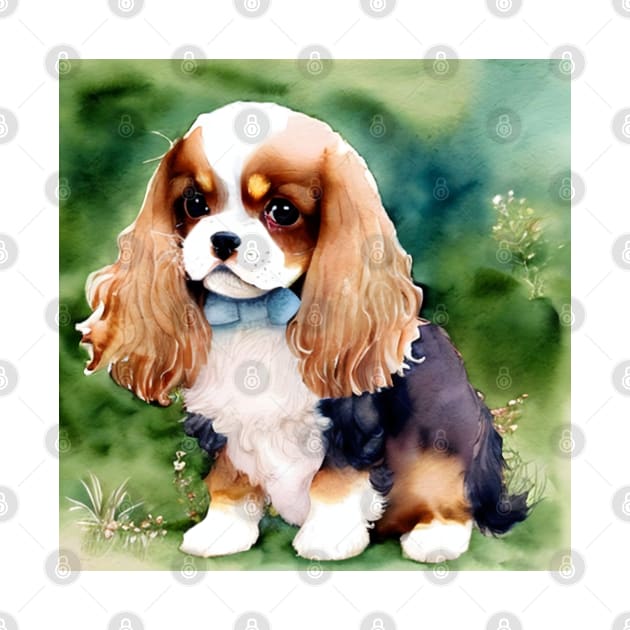 Cute Cavalier King Charles Spaniel Dog Puppy Art 6 by cutiepeaupies