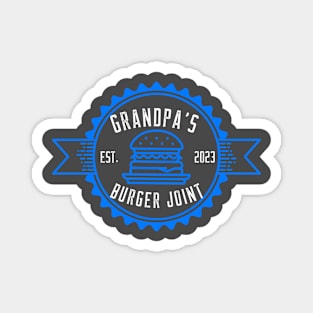 Grandpa's Burger Joint Blue White Design Magnet