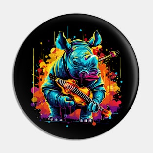 Rhinoceros Playing Violin Pin