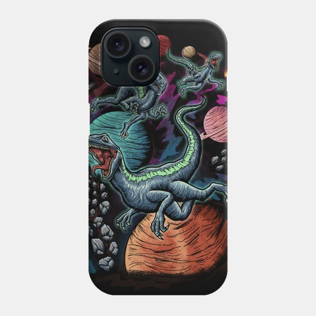 T-Rex Dinosaur Flying in Space Galaxy Phone Case by Lazarino