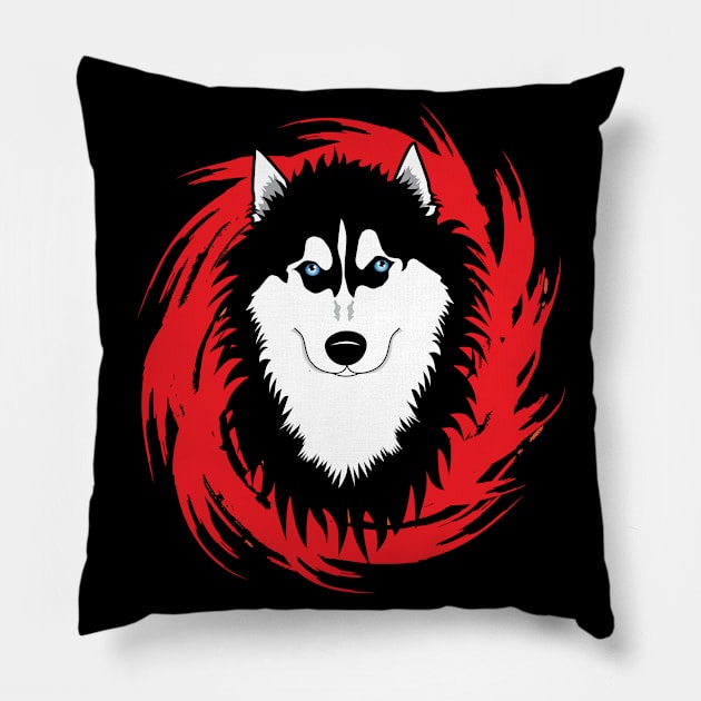 Siberian husky dog Pillow by mounier