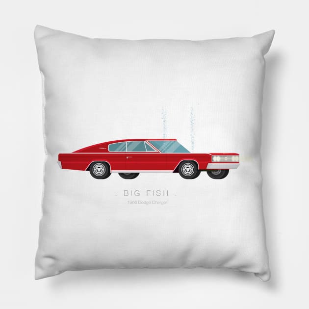Big Fish - Famous Cars Pillow by Fred Birchal
