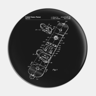 Snowboard Patent - Snowboarding Art - Black Chalkboard Pin