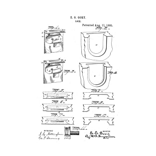 Lock Vintage Patent Hand Drawing T-Shirt