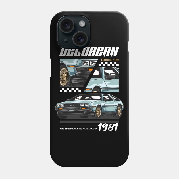 80s Retro Delorean Car Phone Case by milatees