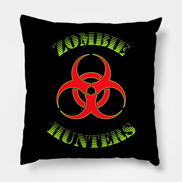 Zombie Hunters Design Bio-Hazard Pillow by Capital Blue