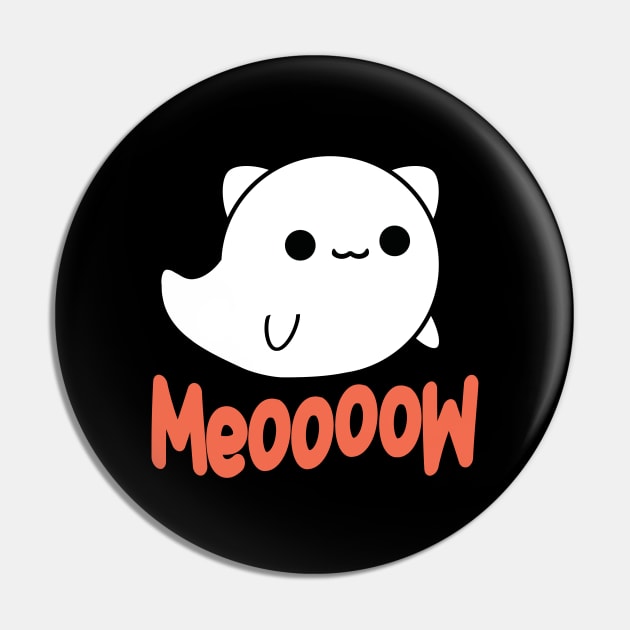 Cute Cat Ghost Halloween Gift Pin by Daytone