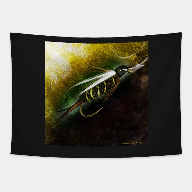 Prince Nymph Fly Fishing Illustration Tapestry by fishweardesigns