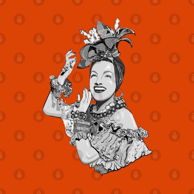 Carmen Miranda in black and white by FanboyMuseum