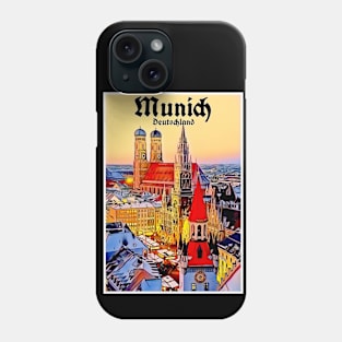 Munich Deutschland Vintage Travel and Tourism Advertising Print Phone Case