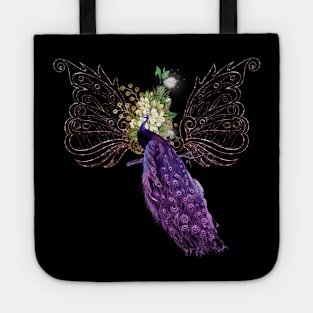 Wonderful elegant peacock with flowers Tote