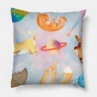 Happy animals in the space Pillow